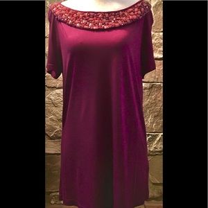 Plum Burberry Beaded Top